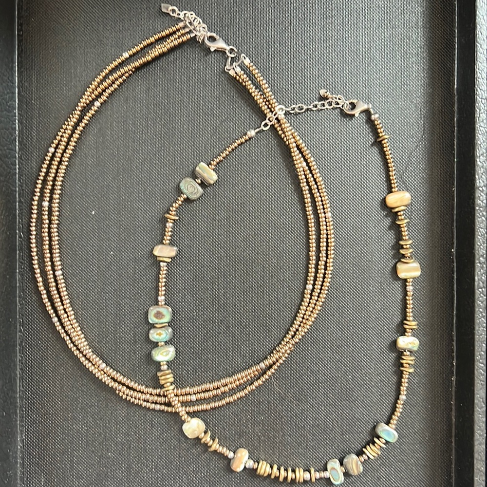 TWO Silpada .925 Sterling Silver, gorgeous multicolored bead necklaces. SET